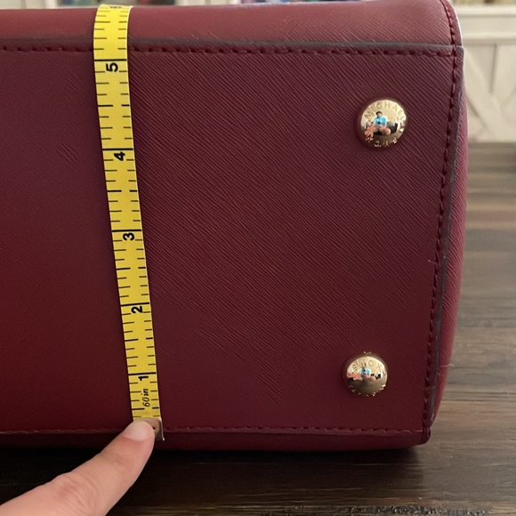 Michael Kors Burgundy Saffiano Leather Open Top Shoulder Tote Bag - Picture 8 of 12